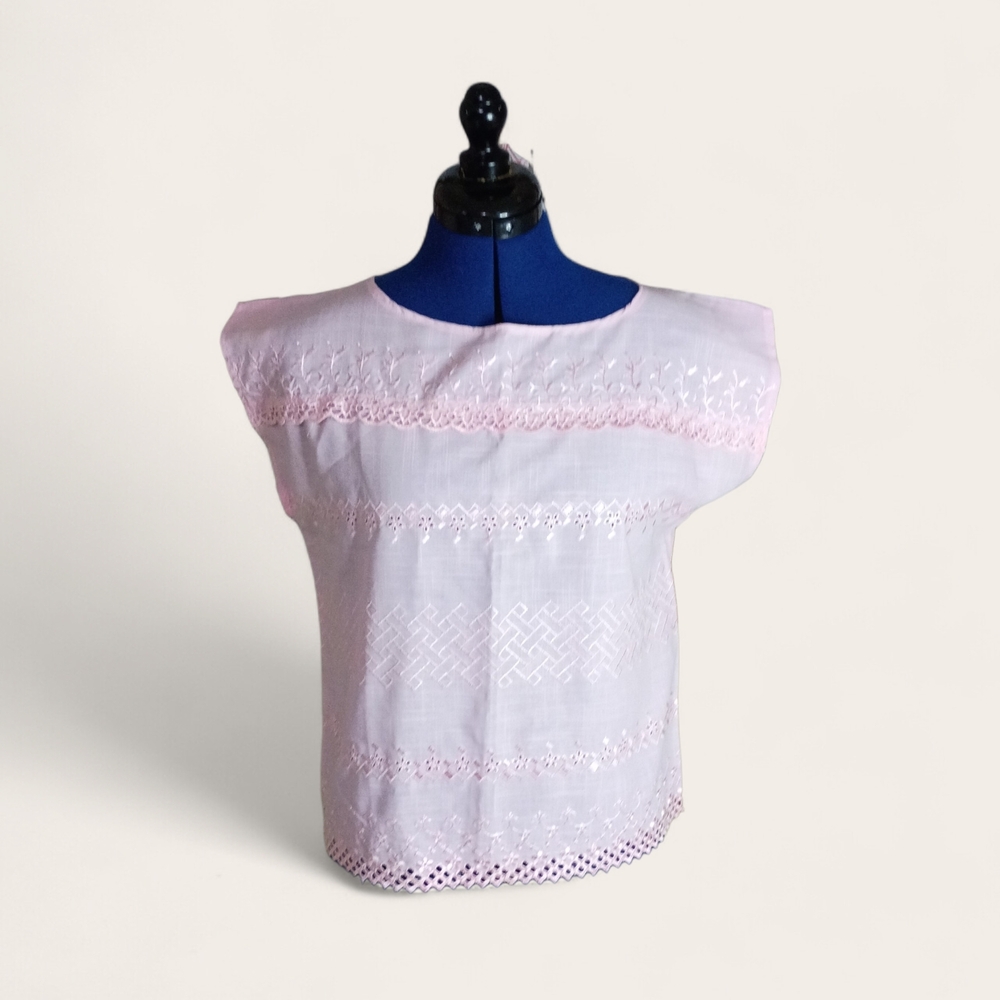 Vintage Claudia Pink Embroidered Blouse Size 14